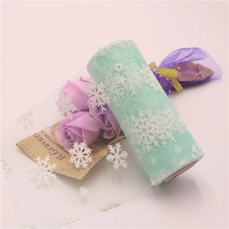 Tiffany green 1 шт. 15cmX10yards Снежинка Блеск Флокирование снег тюль рулон органза ткань для балетной пачки свадебного подарка вечерние украшения - Цвет: Tiffany green