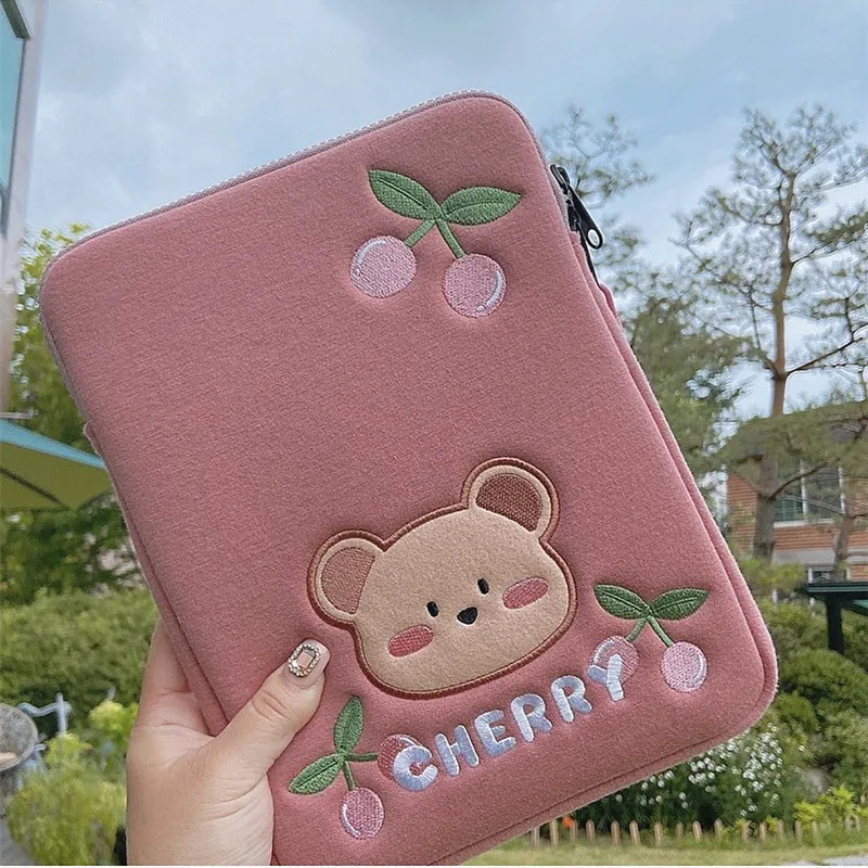 

Pouch for iPad pro 11inch Korean Bear Ins Sleeve for ipad 9.7 10.2 10.5 inch Pink Bag for iPad Pro 12.9" inch Cute Girl Style
