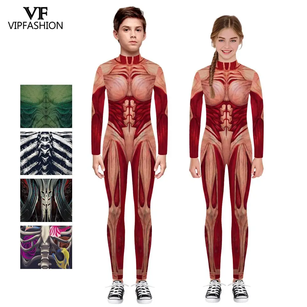 VIP Модный с принтом черепа Карнавальный костюм боди комбинезон для Хэллоуина