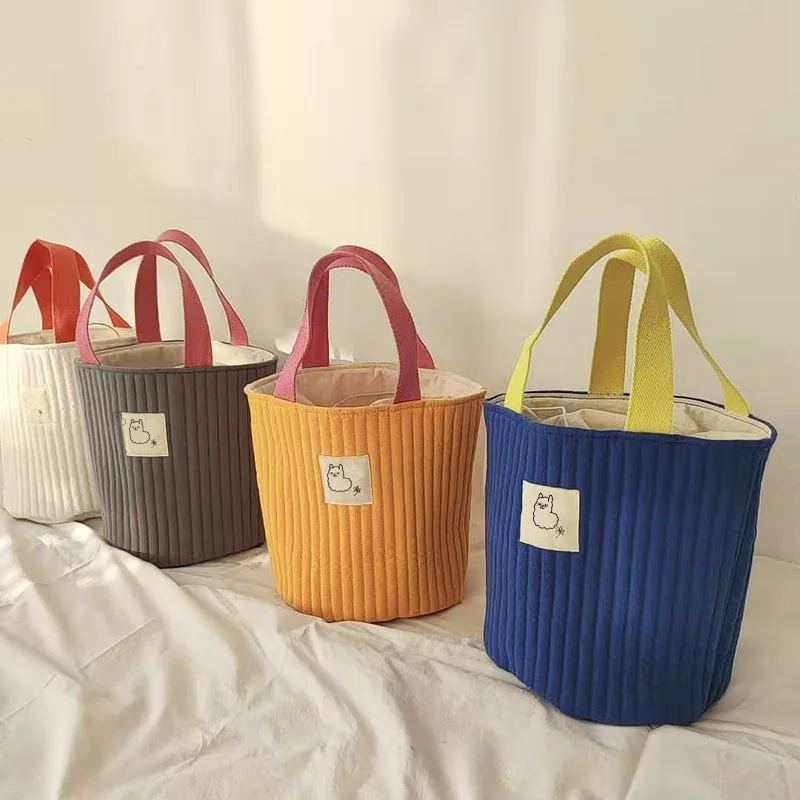

Fashion Cotton Fabric Canvas Bag Women Handbag Designer Quilting Drawstring Bucket Bags for Women Shoulder Bag Small Tote Purse