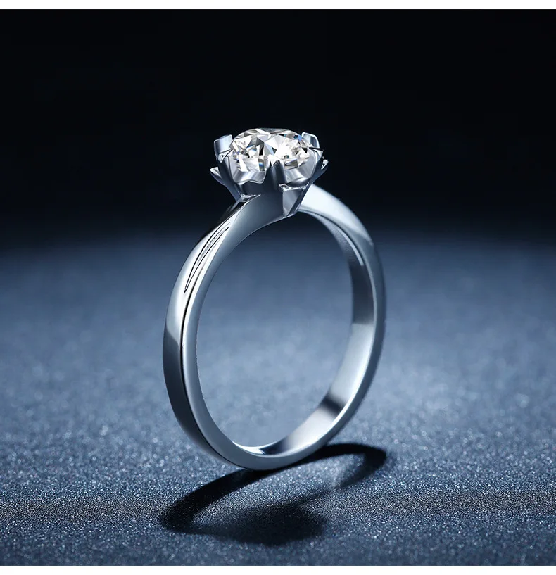 Круглое серебряное Moissanite кольцо 1.00ct D VVS роскошное Weding для женщин | Украшения и