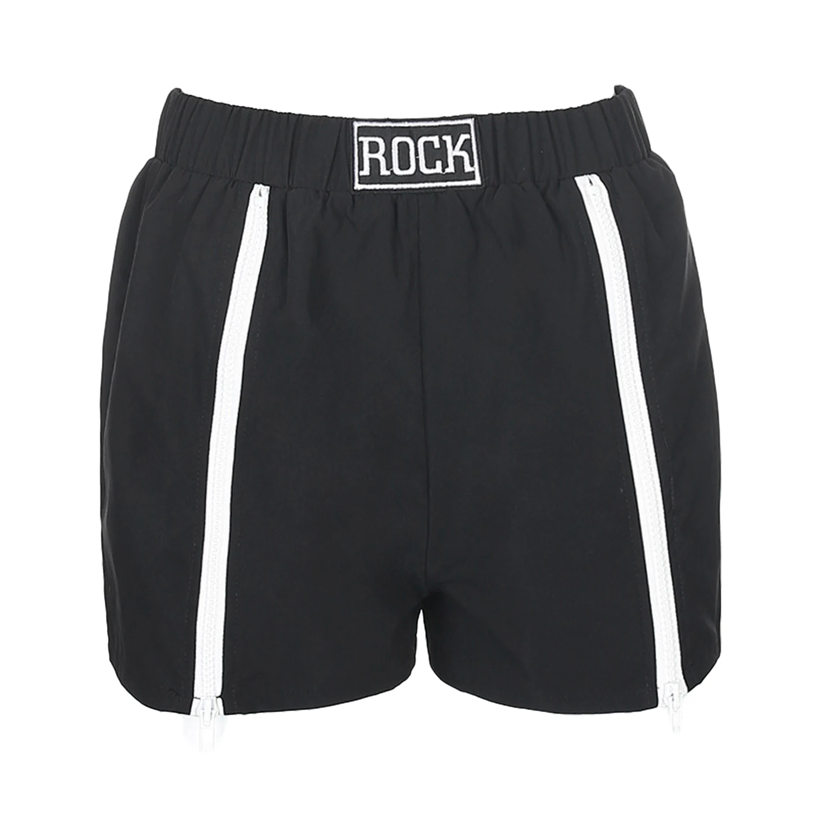 

Womens Summer Straight Short Pants Personality Solid Color Zipper Split High Waist Casual Shorts