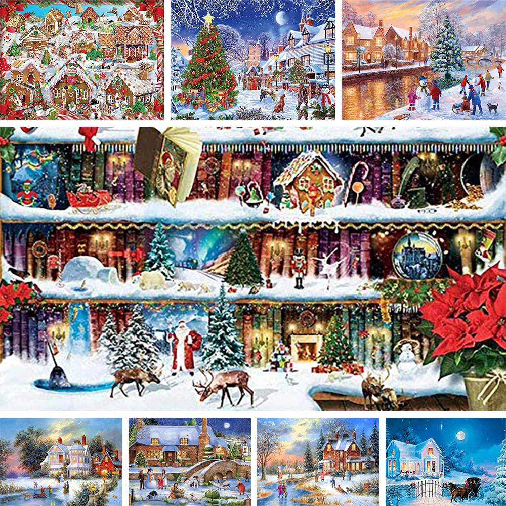

Christmas Snow Cross Stitch 14ct Metallic aida Kit Needlework Craft Set Canvas Cotton Thread Christmas Gift Home Decor On Sale