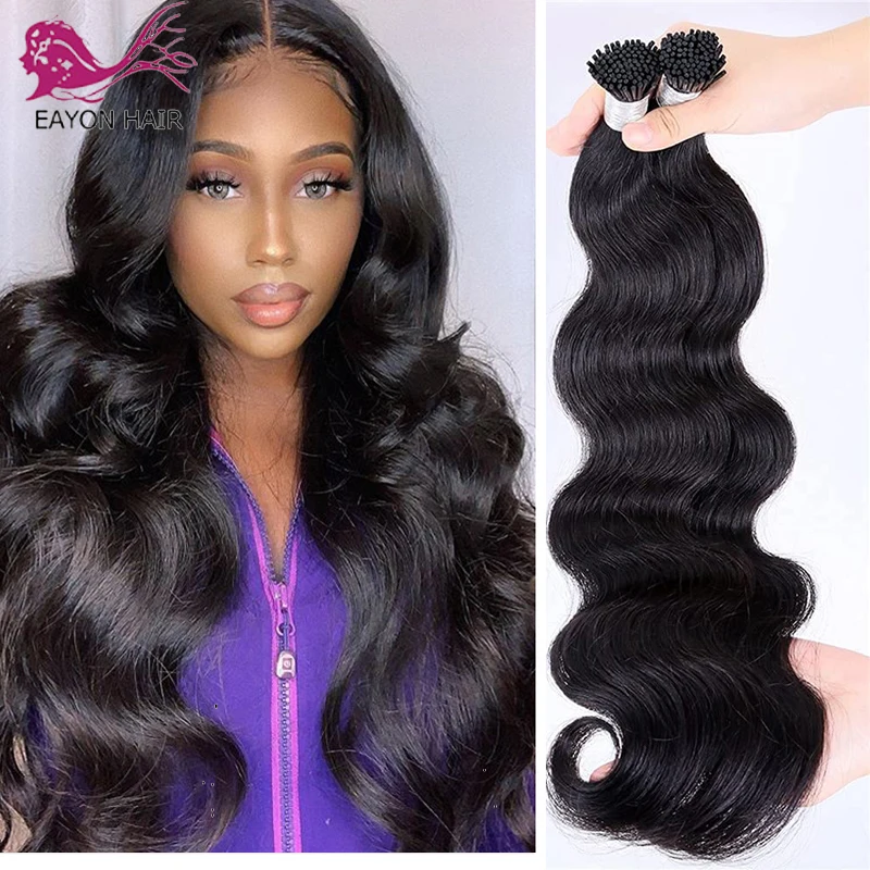 

8''-30'' Pre-Bonded Remy Keratin Stick Hair Extensions I Tip Hair Body Wave Full Head 1g/Strand Natural Color 1#2#4# 100g