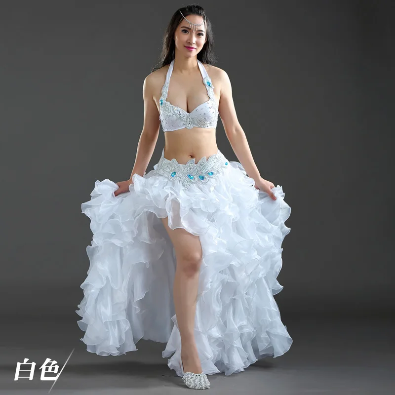 White 2 шт./компл. костюмы для танца живота Восточные Танцевальные Костюмы для танца живота карнавальные танцевальные костюмы#878 - Цвет: White