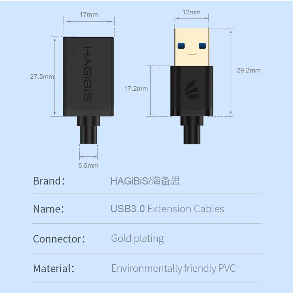 Удлинительный кабель hagiri USB3.0 сверхскоростной Кабель с разъемом Папа-мама и