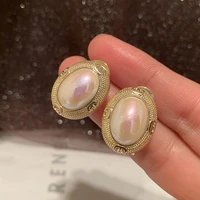 vintage earrings for women elliptical pearl earring baroque court style joker european and american modern womens earrings 2021