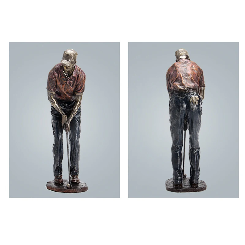 

H Golfer Figurine Statue Decor Vintage Decorative Resin Ornament for Home Shelf Office 33/38cm Tall Swinging A Golf Club D6