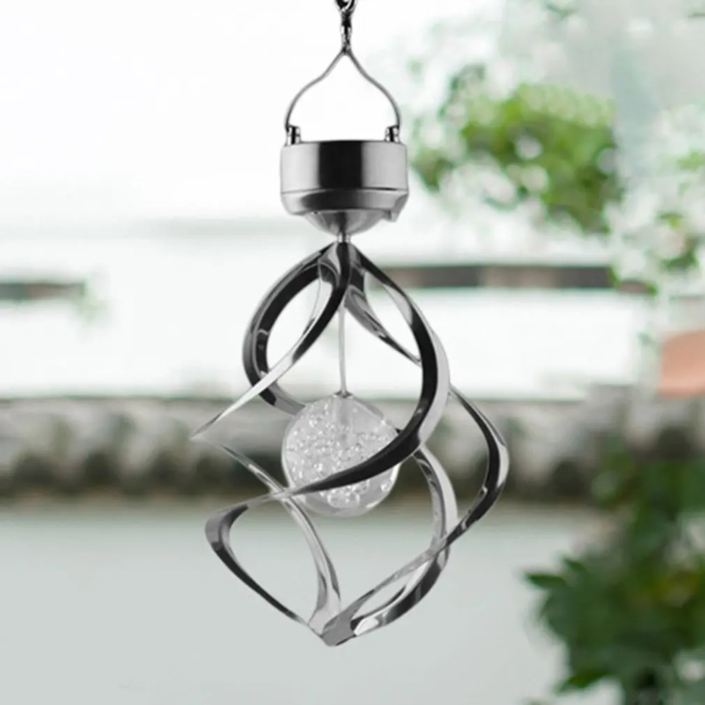 

New IP65 Solar Silver Multi-color Light Wind Chime Lamp Outdoor Waterproof Courtyard Garden Solar Energy Decoration Night Light