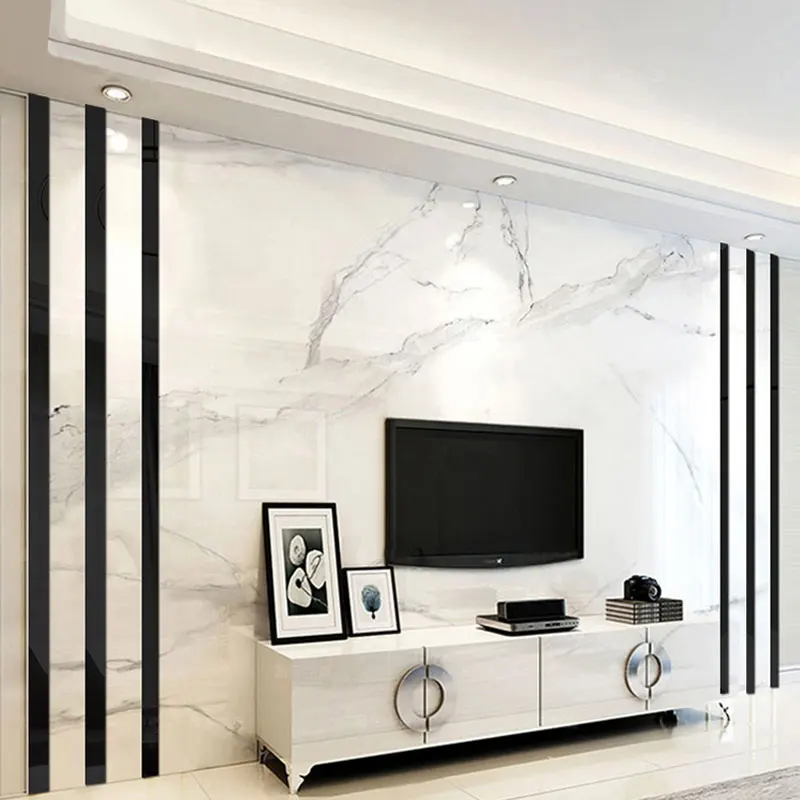 Simple Lines Acrylic 3D Wall Stickers DIY Background Mirror Strips Ceiling Waist Line Living Dining Room Art Home Decor 20pcs