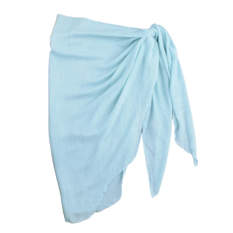 

Womens Chiffon Beach Pareos Sarong Simple Solid Color Sexy Semi-Sheer Bikini Swimsuit Cover Ups Side Split Wrap Skirt Swimwear