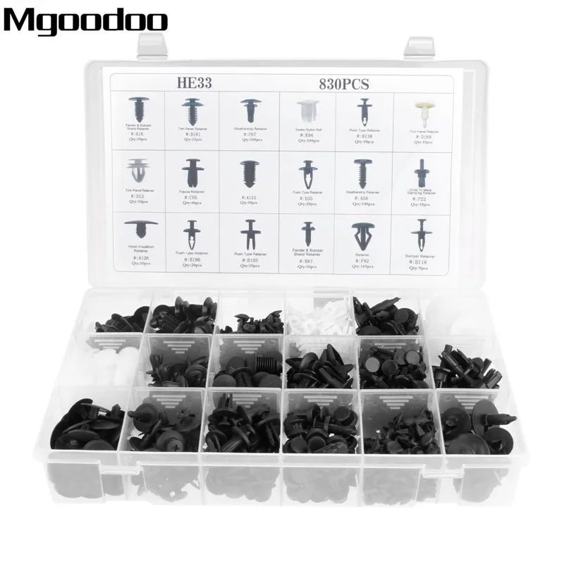Mgoodoo 830 шт. смешанный Автомобильный Крепеж Универсальный упаковочный зажим для