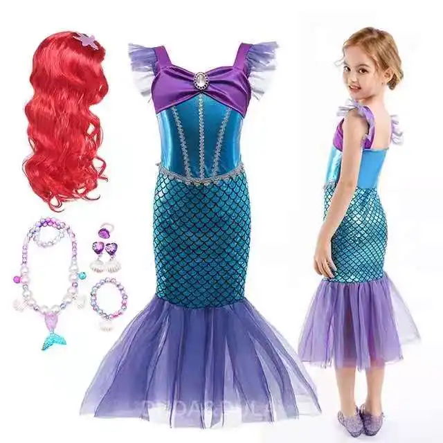 Детский костюм Русалочки Ариэль косплей принцессы для девочек американская