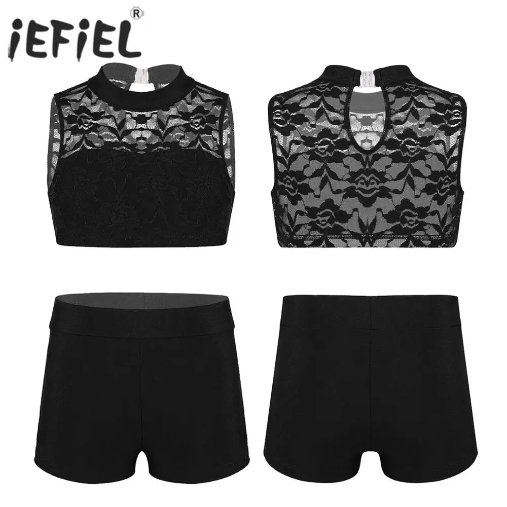 Детские спортивные гимнастические трико балерины для девочек кружевной топ на