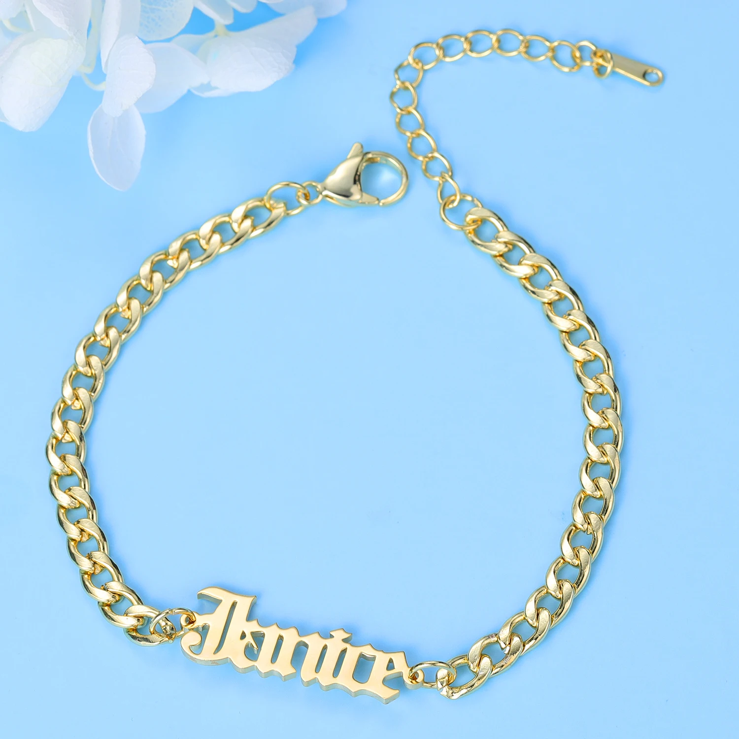 Персонализированные имя браслет Custom5.5mm кубинская цепь 18 К с позолотой