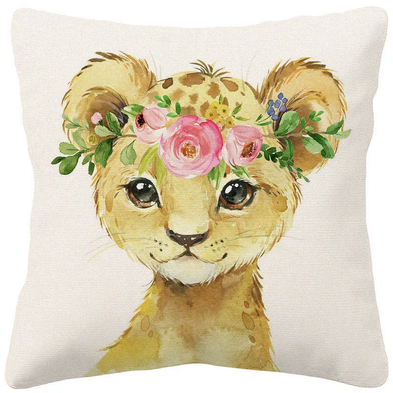 Детские наволочки с животными олень Лев слон кролик Сова ручная роспись домашний