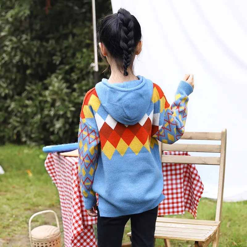 Autumn Winter Colorful Girls Sweaters Coat 10 12 14 years Thicken Warm Hoodies for Junior Students Casual Teenage Girl Clothing | Детская