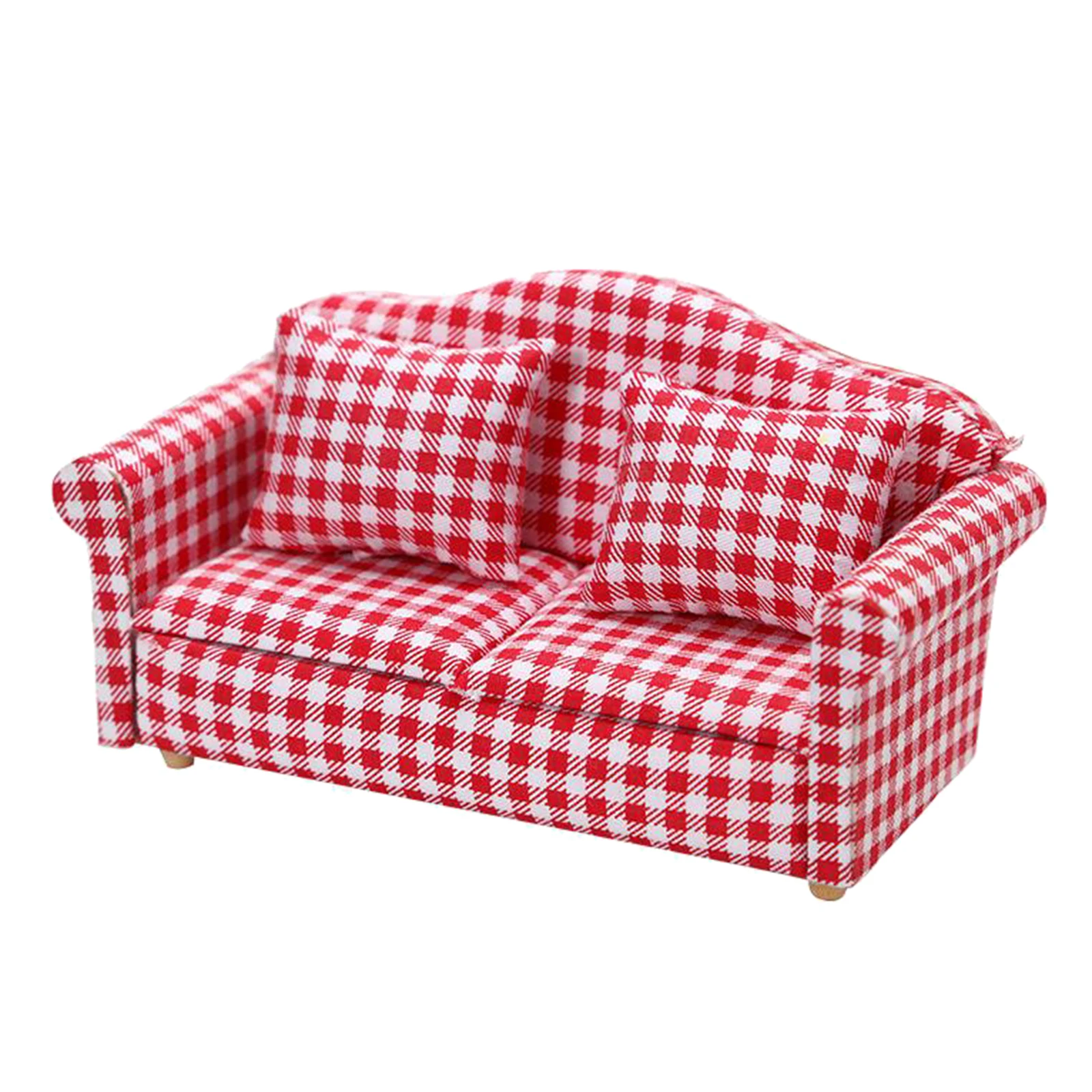 

DOLLS HOUSE MINIATURES SOFA LOVE SEAT 1/12 SCALE RED AND WHITE STRIPED SOFA KIDS