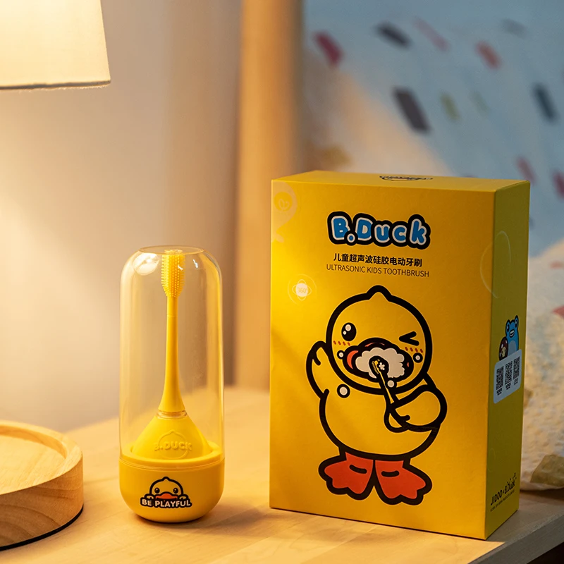 B. DUCK Kids электрическая зубная щетка 360 ° детская силиконовая ультразвуковая