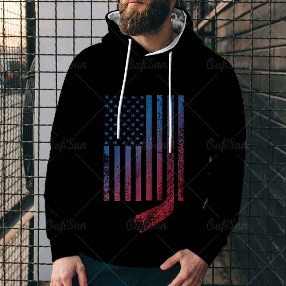 

Autumn 3D Fun Brand Design USA Flag Element Hoodie Fashion Men And Women Sports Street Wear Skateboard Thin Sweater Pullover