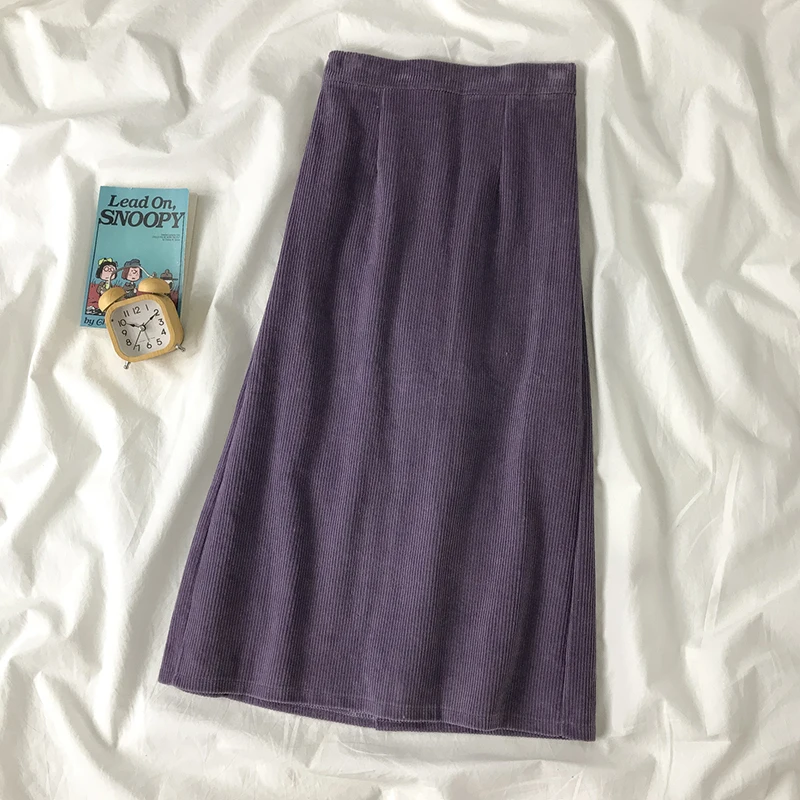 

PEONFLY 2020 Winter Women High Waist A Line Corduroy Skirts Casual Korean Long Skirt Female Autumn Ladies Midi Skirt Saia
