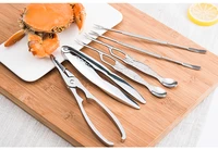 six pieseafood tool sets crab crackers picks spoons set stainless steel crab peel shrimp tool lobster clamp pliers clip pick set