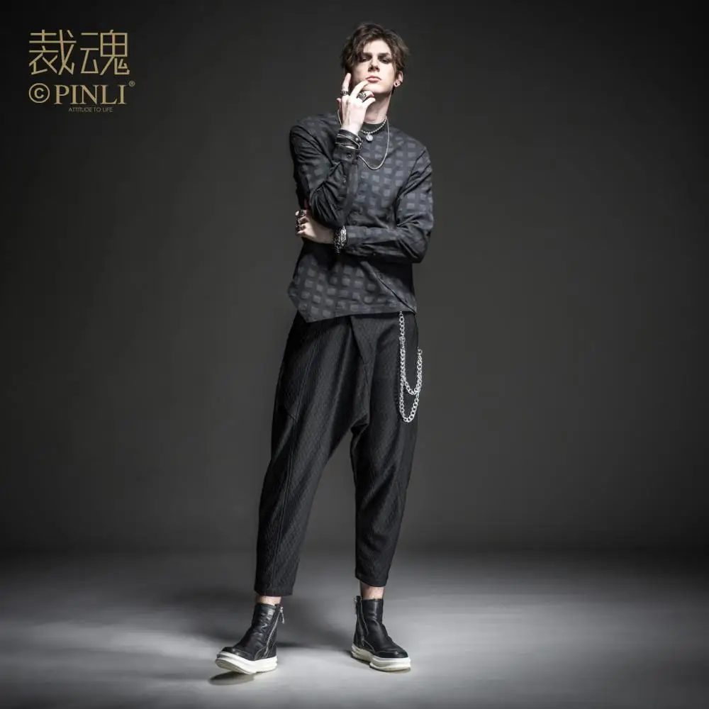 Бесплатная доставка Soul Весенняя Новая мужская темно черная Асимметричная