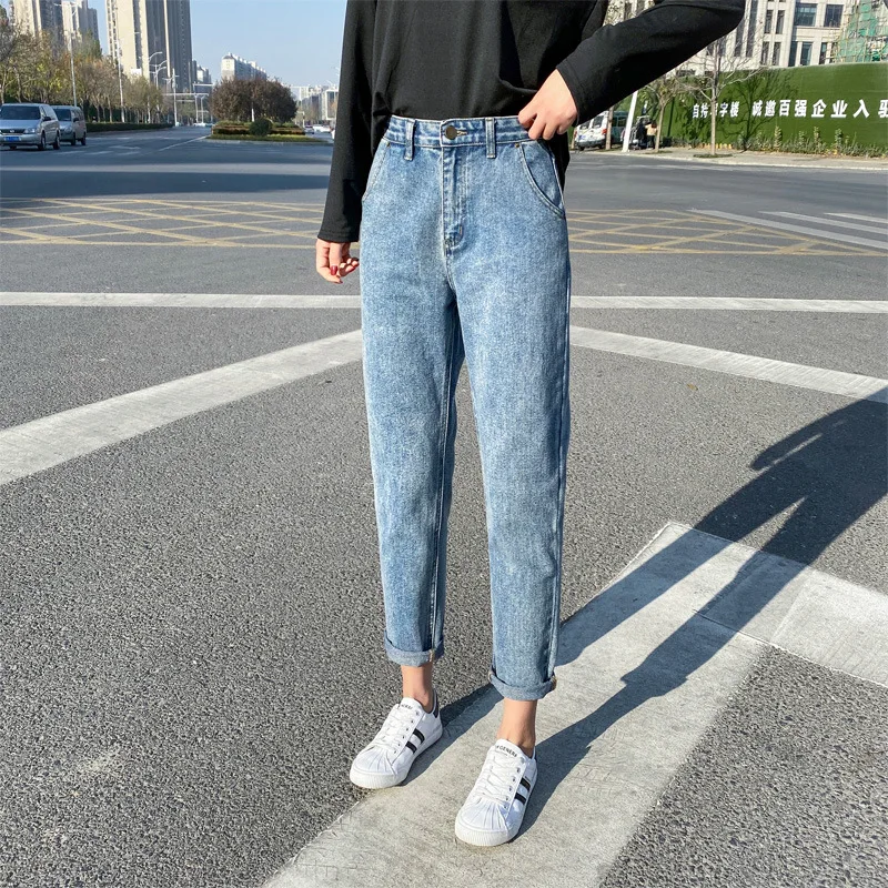 

Jeans women 2020 spring new high waist loose straight straight was thin and tall Harlan pants loose net red dad pants