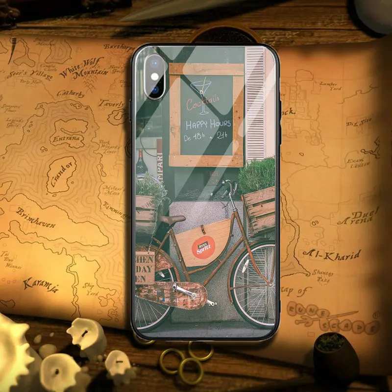 Чехол для телефона из закаленного стекла велосипеда велоспорта iPhone 5 5S SE 8 7 Plus X XR XS