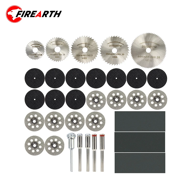 

33pcs Rotary Tool Accessorie HSS Saw Blade Resin Metal Cut off Wheel Diamond Cutting Disc Saw Blade Sanding Paper Sandpaper