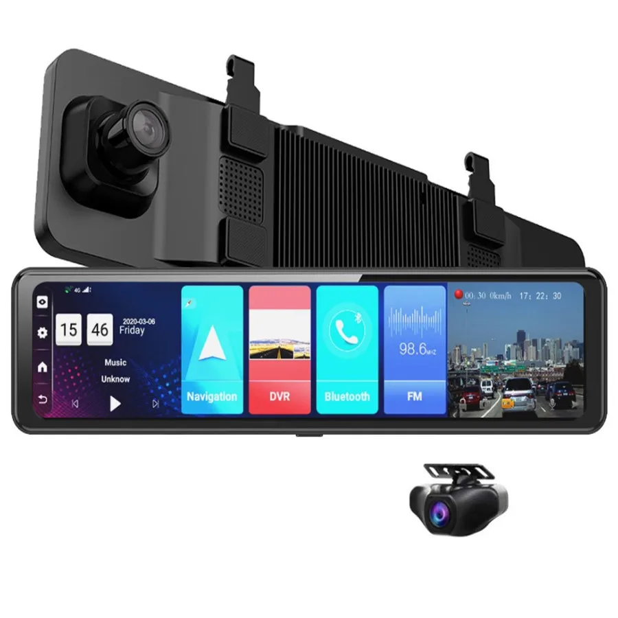 12 Inch 4G Car Mirror Android 8.1 Dvr Dash Camera 1080P Dual Wifi GPS Navigation ADAS Remote Video Surveillance |