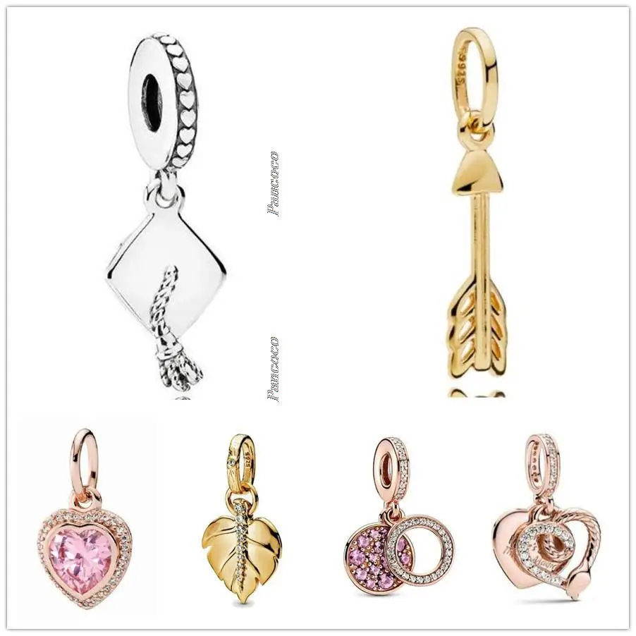 

Original 925 Sterling Silver Shine Shining Leaf With Crytal Pendant Charm Beads Fit Pandora Bracelet & Necklace Jewelry