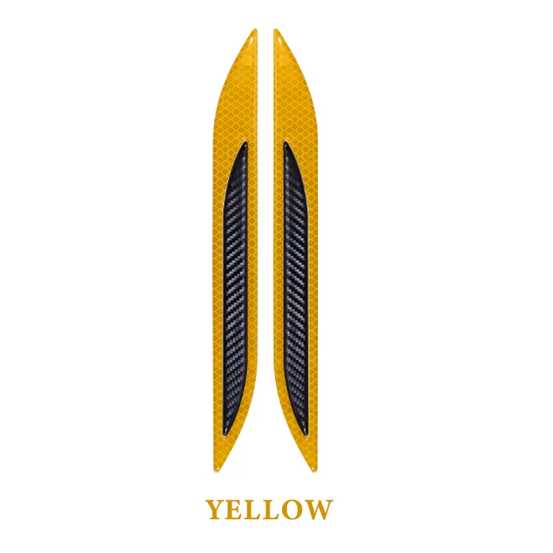 Style A Yellow 2 шт. 3D автомобиля светоотражающие задние анти-столкновения полосы углеродного волокна бампер полоски Предупреждение льная лента Безопасный отражатель наклейки декор - Цвет: Style A Yellow