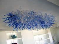 christmas decor cheap clear and blue chihuly style hand blown glass modern chandelier lighting