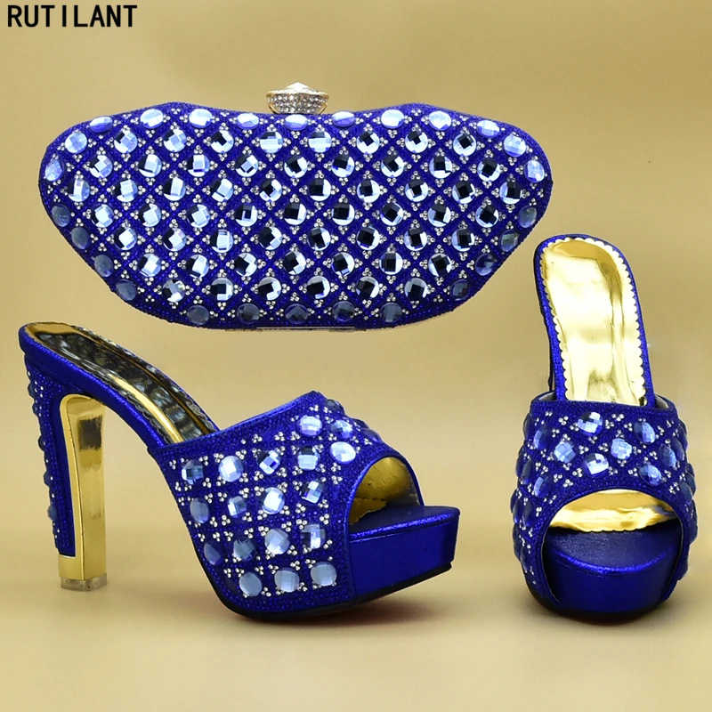 Африканские женские туфли и сумки на высоком каблуке обувь без шнуровки для