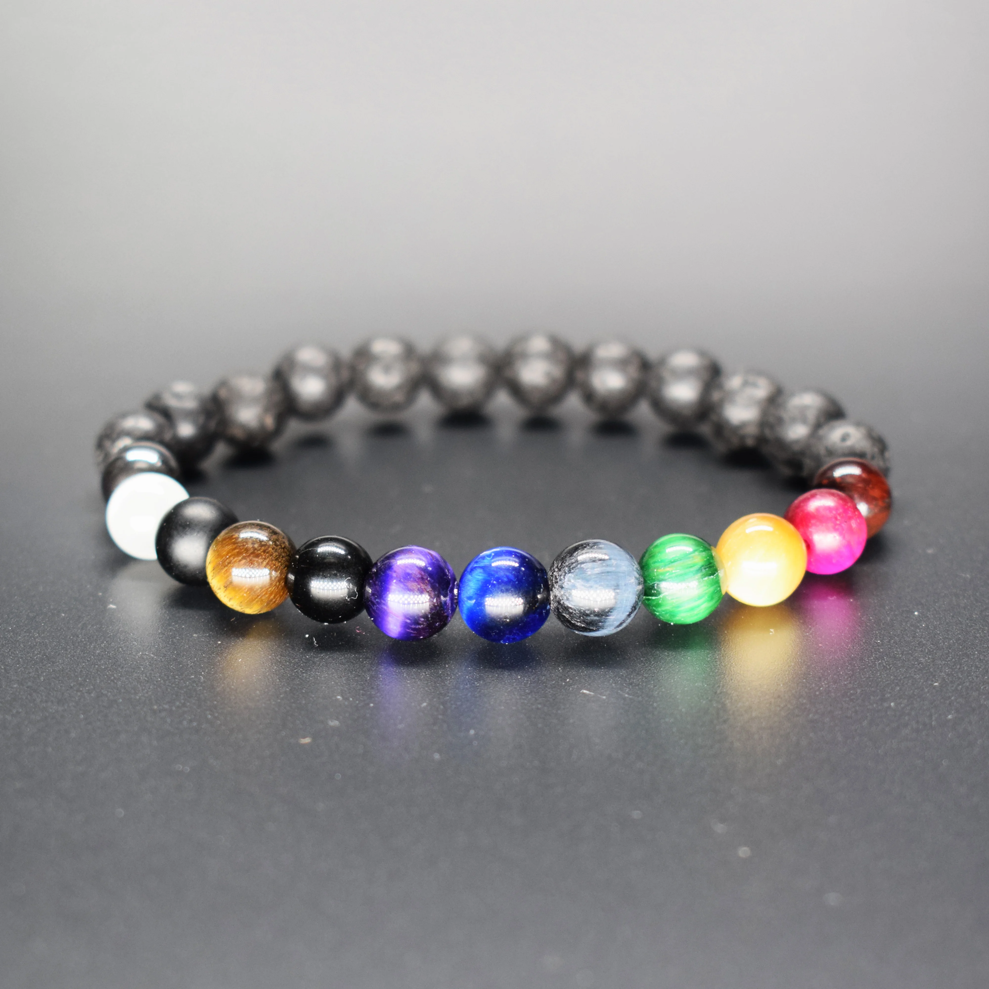 Colorful Tiger Eye Beads Bracelets Men Natural Black Obsidian Hematite for Women New Lava Stone Jewelry Pulsera Hombre | Украшения и