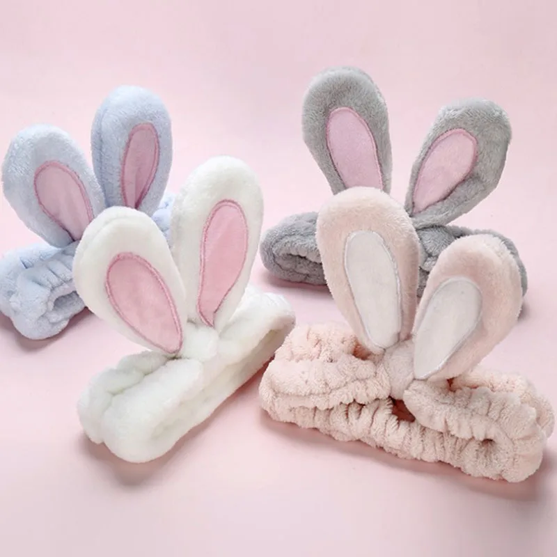 Женская фланелевая повязка на голову OMG мягкая с ушками кролика аксессуар для