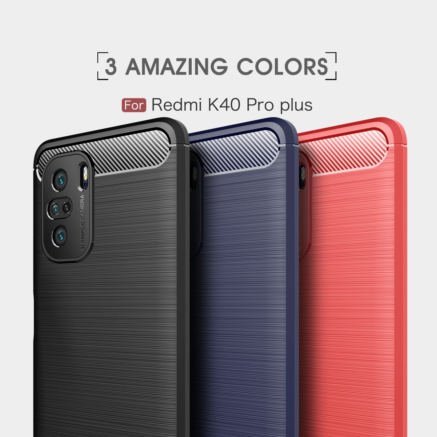 

Luxuriy Protection Phone Case For Xiaomi Redmi K40 Pro Plus Fashion Business Silicone Ultra-thin Carbon Fiber TPU Back Cover
