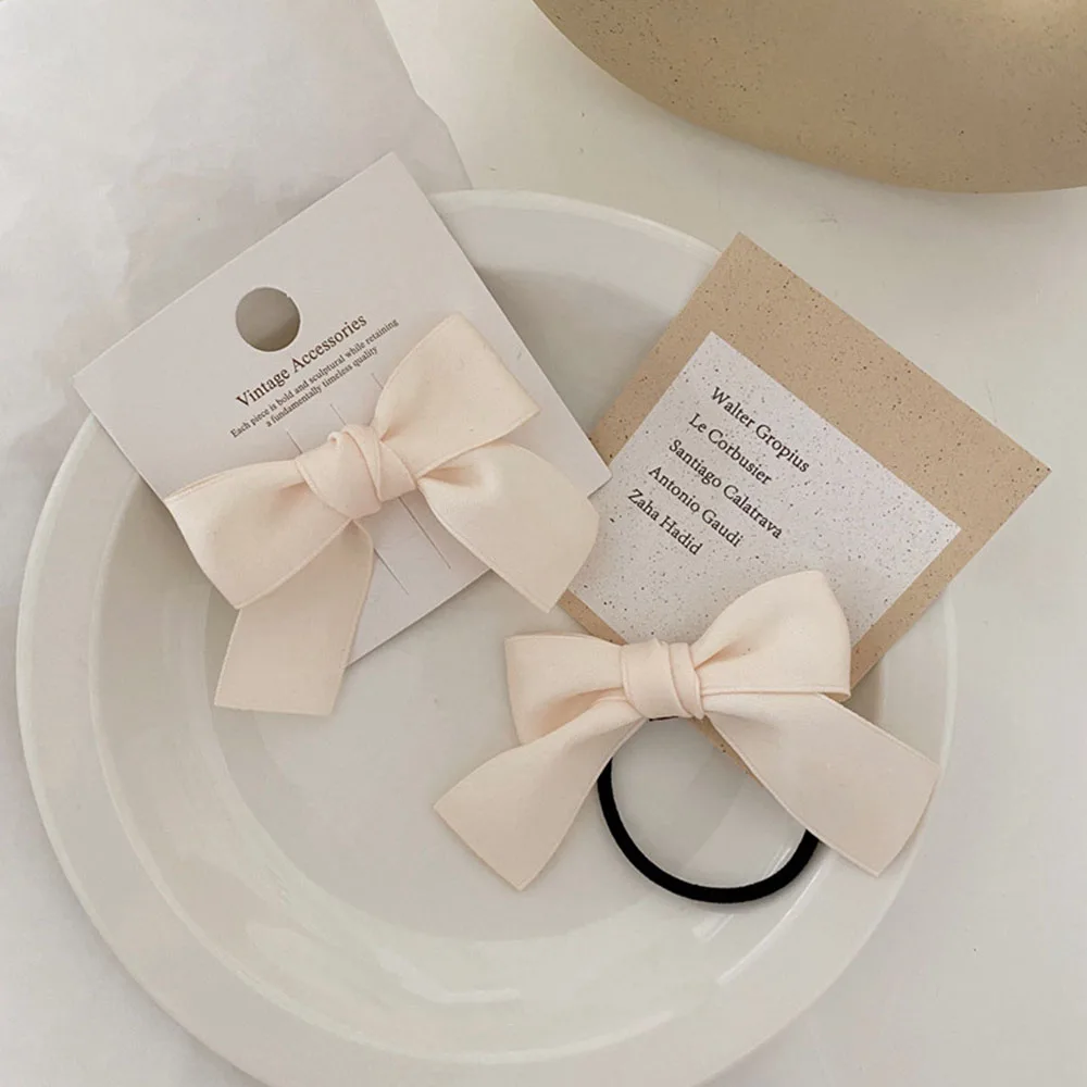 Детские милые Однотонные резинки в клетку с бантом для девочек детские