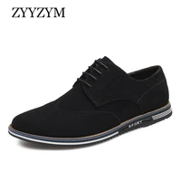 zyyzym mans shoes brogue casual shoes for men large size 38 48 suede leather lace up style autumn fashion flat