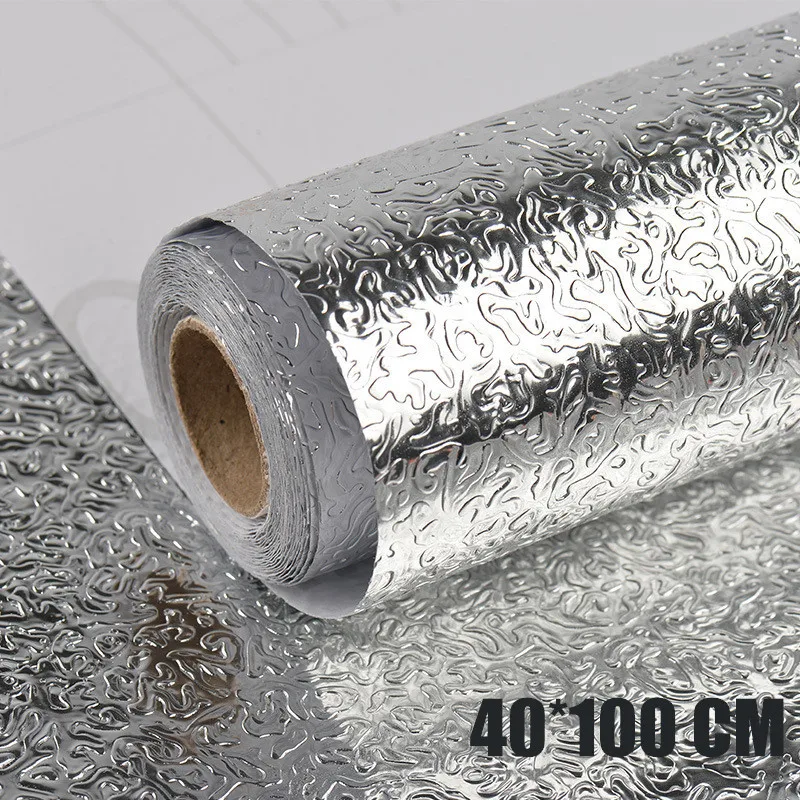 

Kitchen Oil-proof Waterproof Stickers 40x100cm Aluminum Foil Kitchen Stove Cabinet Self Adhesive Wall Sticker DIY Wallpaper