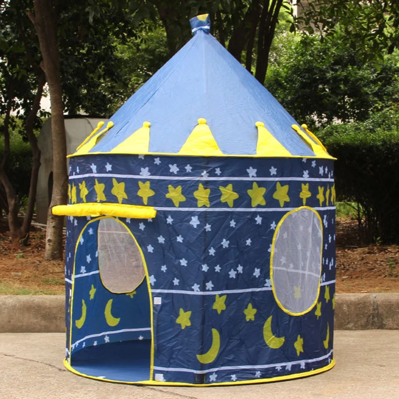 

1pc Play Tent Portable Prince Princess Folding Tent Children Boy Castle Cubby Play House Kids Gifts Outdoor Toy Tents