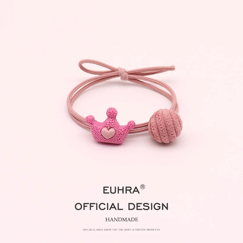 EUHRA, 5 цветов, Императорская корона, вельветовый шарик, эластичный браслет, резинки для волос для женщин и девочек, резинка для волос, Детские аксессуары для волос