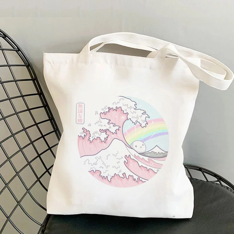 

Great Wave shopping bag tote canvas bolsa handbag shopper eco bag cloth woven boodschappentas bolsas ecologicas sac tissu