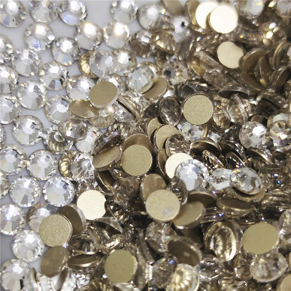 Размер s2 ~ ss50 кристалл AB/прозрачные стразы s не горячая фиксация Золотая плоская