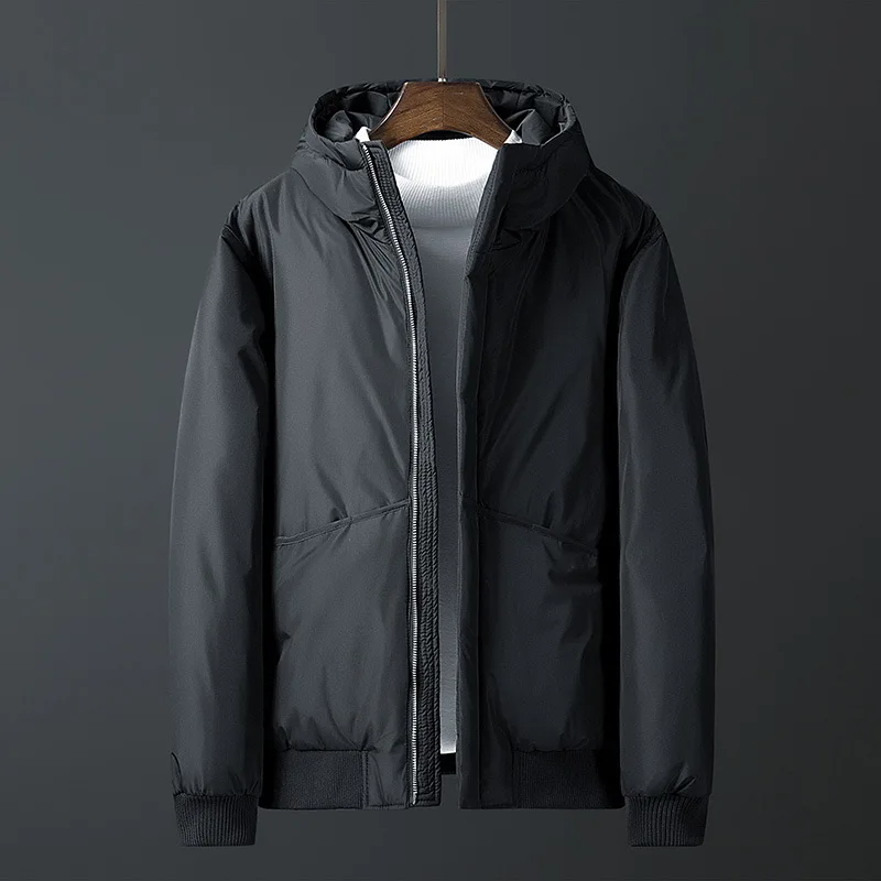 Брендовая мужская куртка на утином пуху модное повседневное пальто с капюшоном