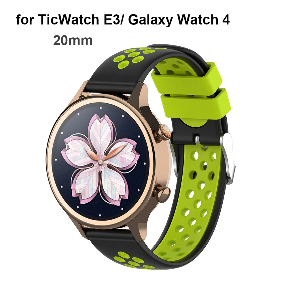 

Watch Band Replacement Watchband for TicWatch E3 Silicone 20mm Quick Release Watch Strap for Galaxy Watch 4 Wristband
