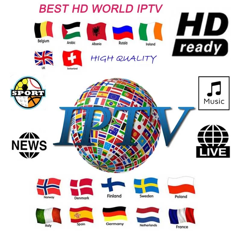 8500+ Live World IPTV подписка Европа Франция Бразилия арабский голландский Швеция французский Польша Португалия для смарт iptv-приставка M3U