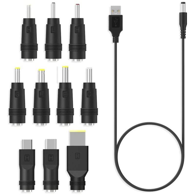 

DC Power Cord USB to 5.5X2.1 Multifunctional Dc Interchangeable Plug
