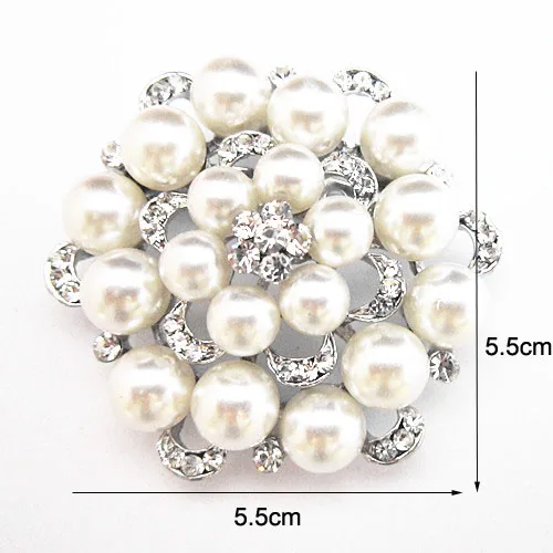 Дешевые оптовые продажи красивый золотой тон жемчуга и кристалл цветок брошь